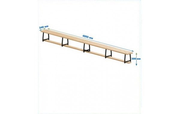 Скамейка гимнастическая 4000мм (фанерная) ножки метал Dinamika 600_380
