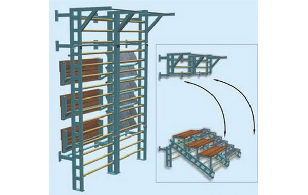 Гимнастическая стенка, трансформирующаяся в трибуну Hercules 3306 600_380