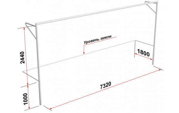 Ворота футбольные Glav с консолью для натяжения сетки, разборные (7,32х2,44 м) 15.100.1 шт 600_380