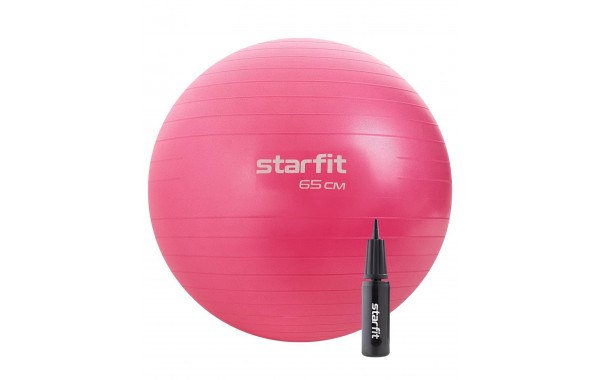 Фитбол d65см Star Fit антивзрыв, 1000 гр, с ручным насосом GB-109 розовый 600_380