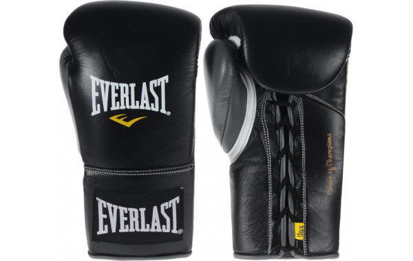 Перчатки боевые Everlast Powerlock 10oz черный/серый 600_380