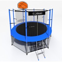 Батут i-Jump Classic Basket  14FT 427 см с нижней сетью и лестницей синий