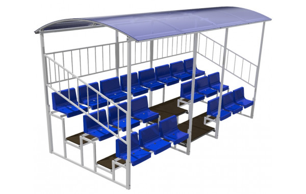 Трибуна трехрядная 20 мест с крышей и ограждениями сзади и по бокам ФСИ 11230 600_380