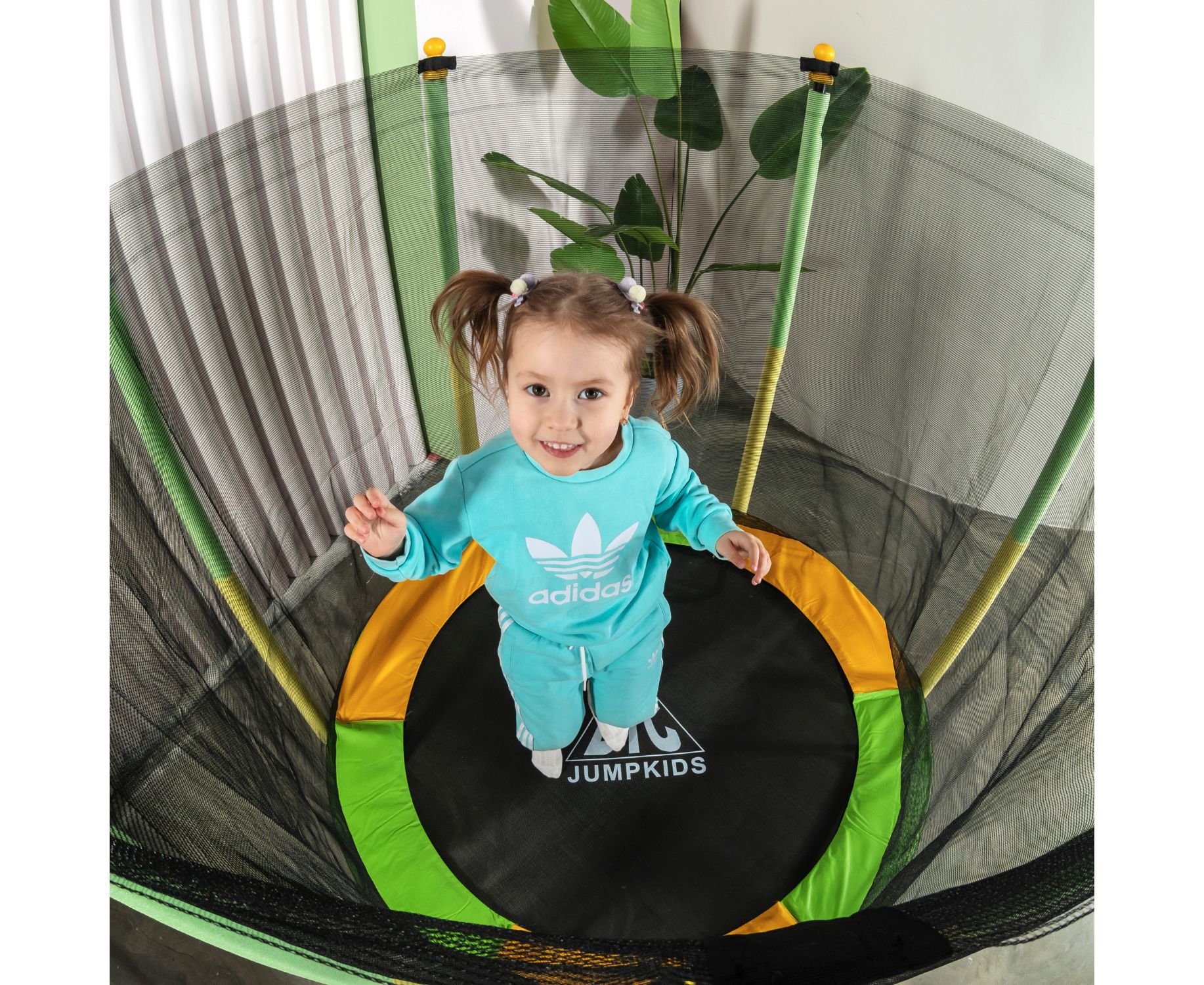 Батут DFC Jump kids 55" (137см) 55INCH-JD-GY зелено-желтый 1834_1500