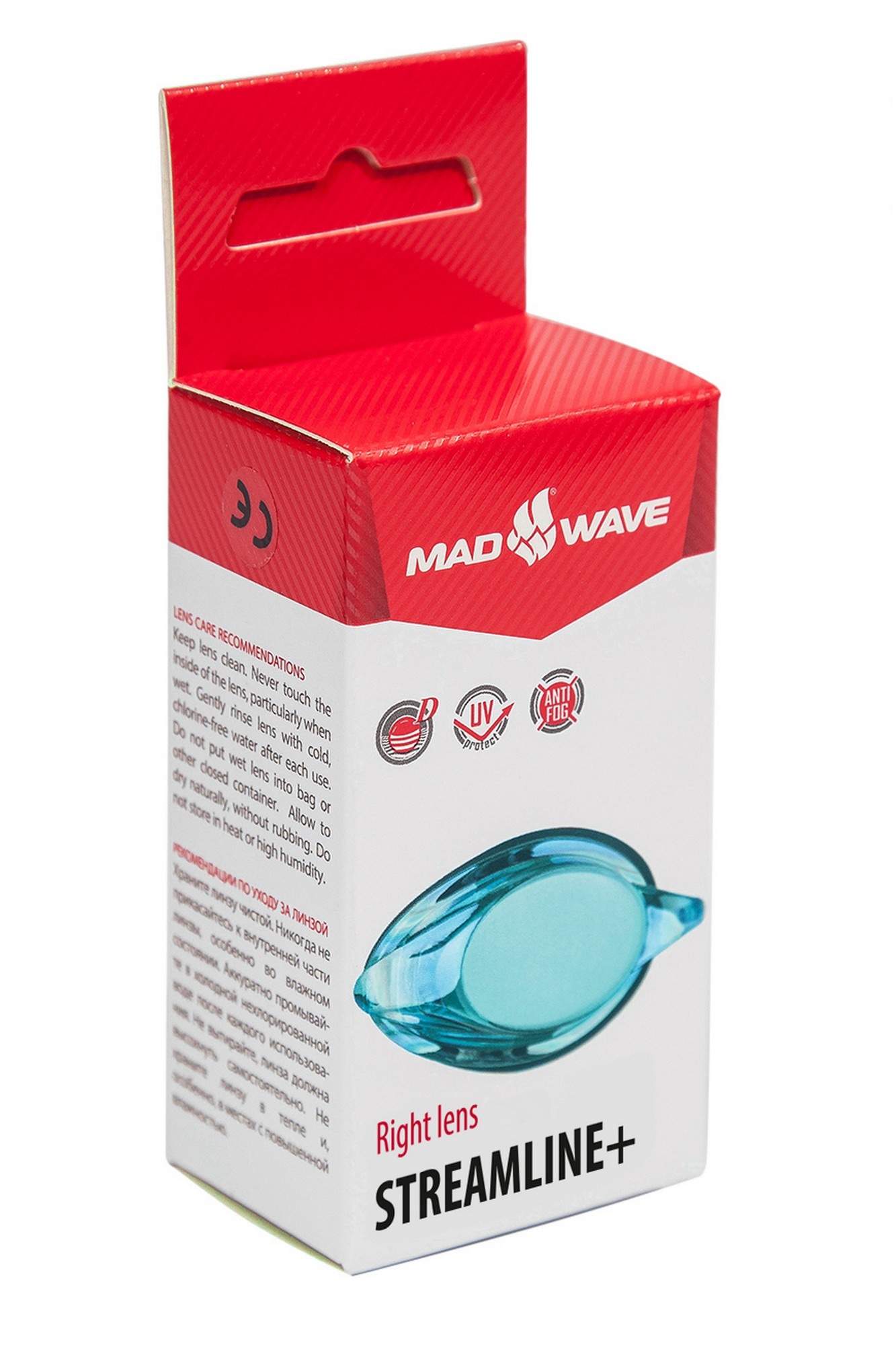 Линза с диоптриями для плавательных очков Mad Wave Streamline right M0457 04 G R8W -3,5 1333_2000