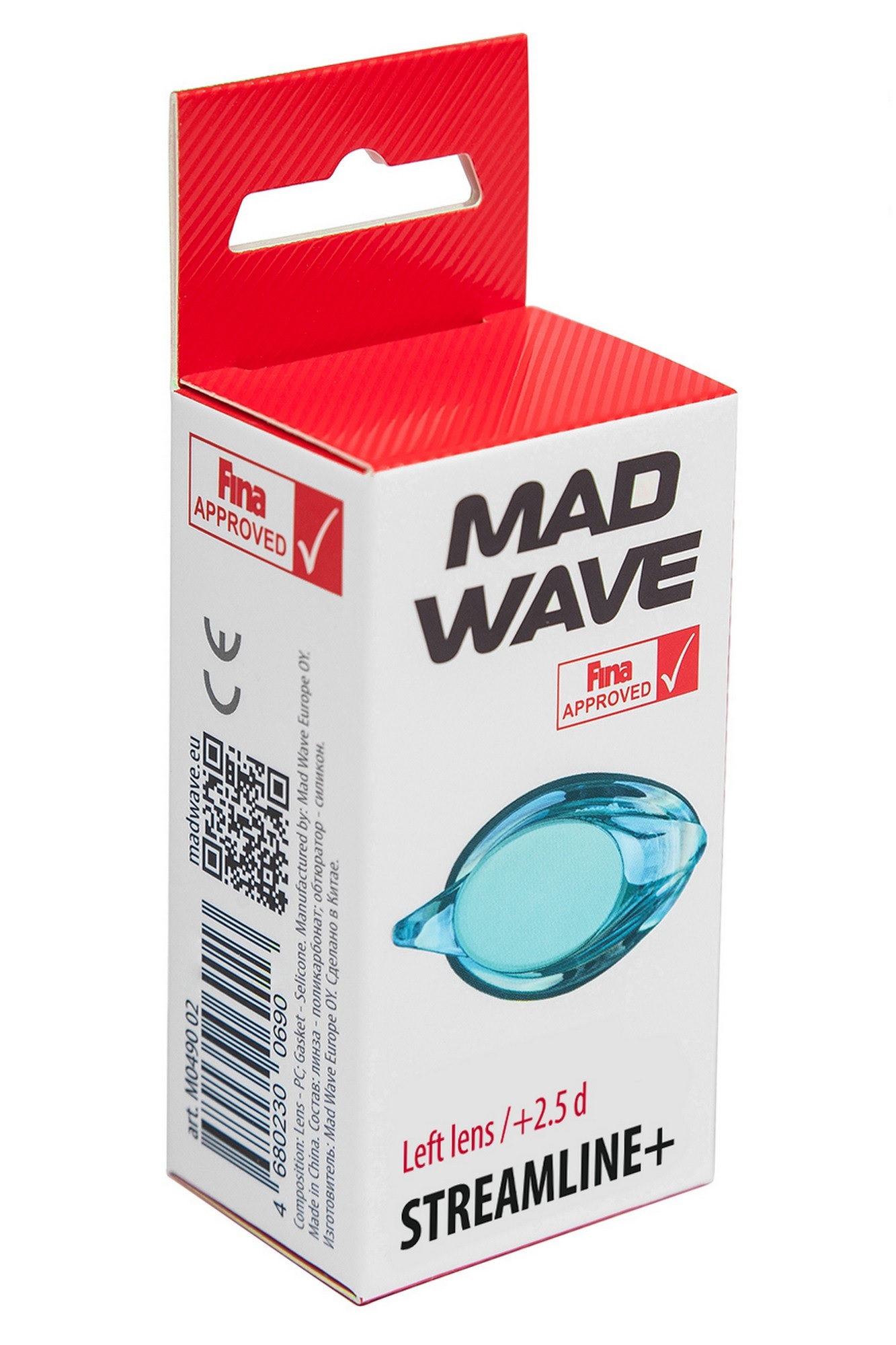 Линза с диоптриями для плавательных очков Mad Wave Streamline left M0457 04 J L8W -5,0 1333_2000