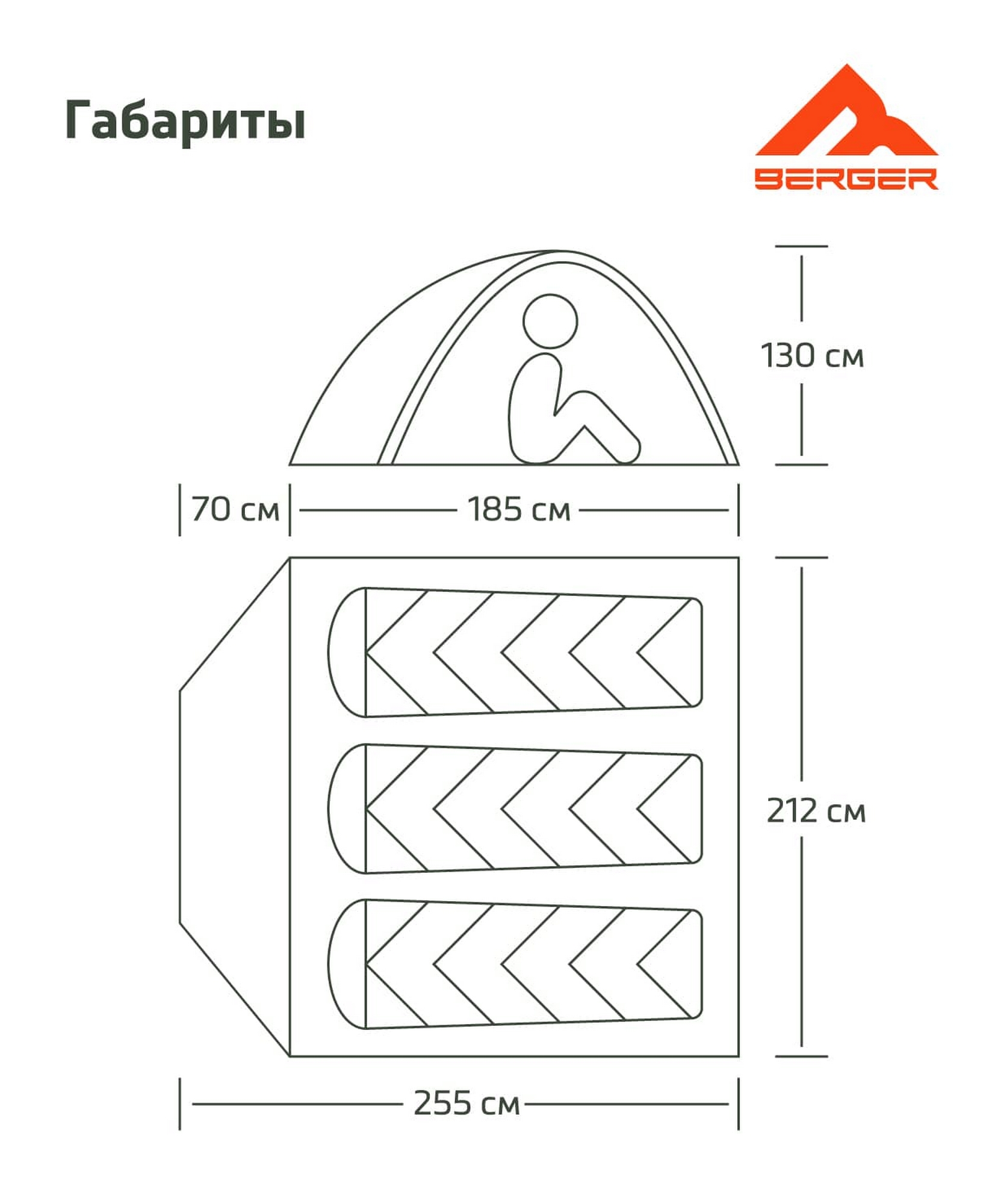 Палатка трехместная Berger Hiking Brio 3, голубой 1663_2000