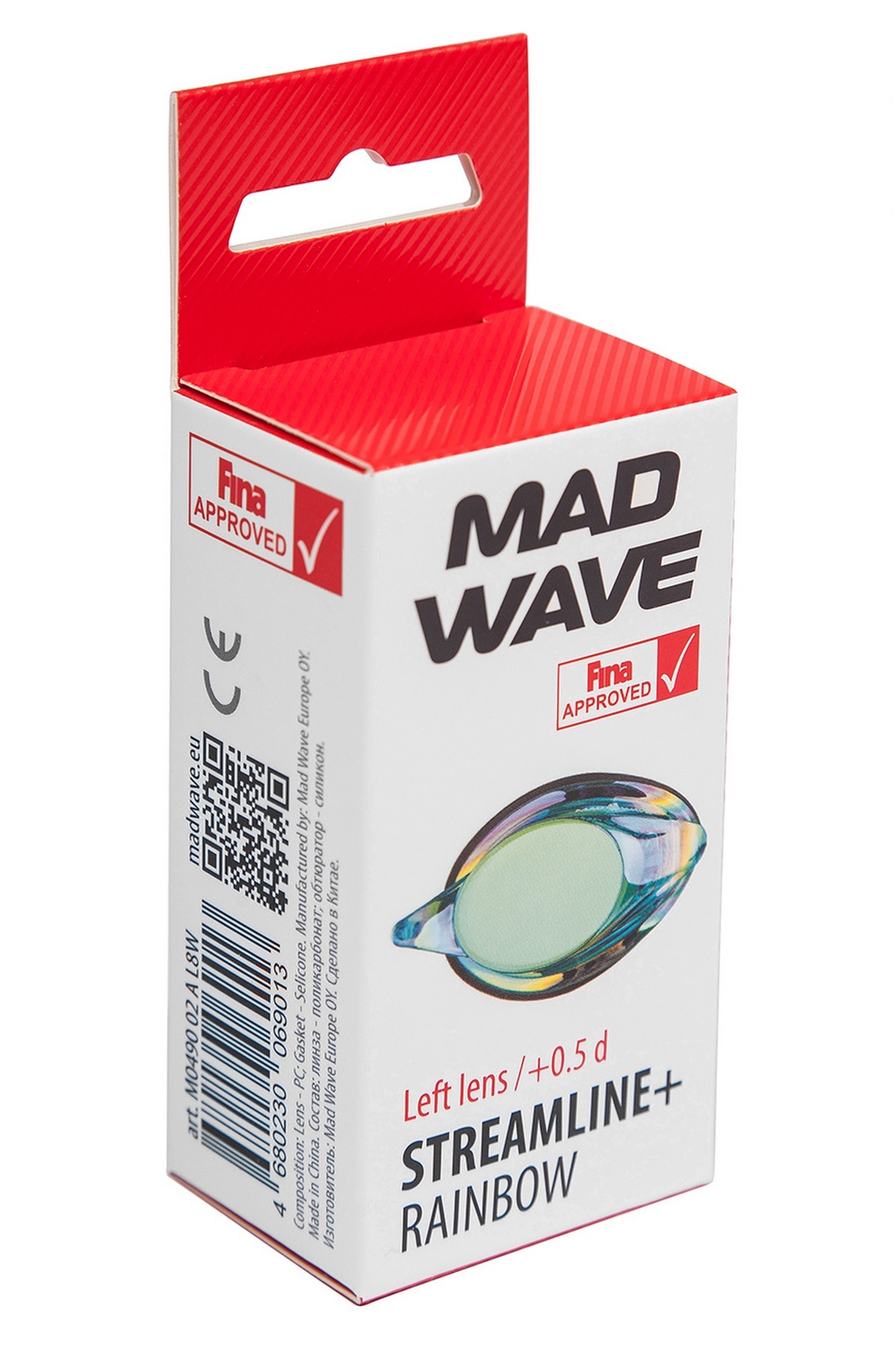 Линза с диоптриями для плавательных очков Mad Wave Streamline Rainbow left M0457 05 B L4W -1,0 1333_2000