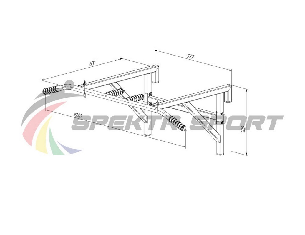 Турник навесной на гимнастическую стенку Spektr Sport Джет 2, черный 1036_800