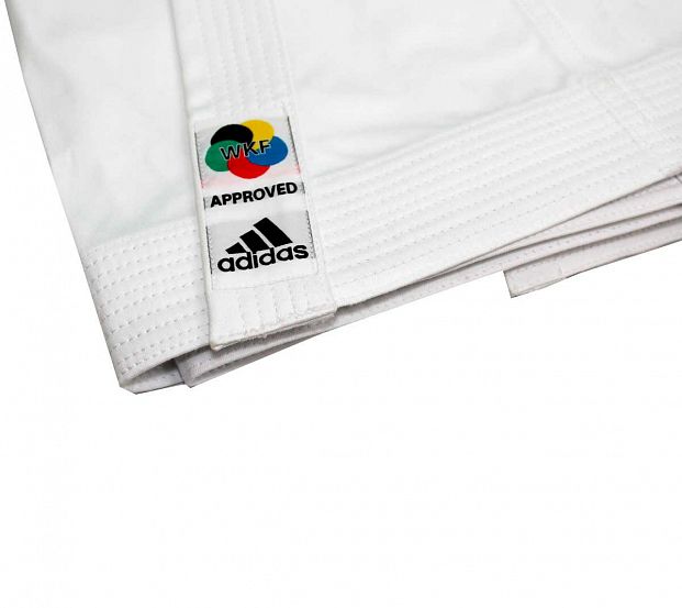 Кимоно для карате подростковое Adidas K999 Shori Karate Uniform Kata WKF белое с черным логотипом 621_553