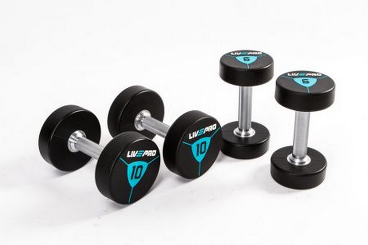 Гантели в уретане 40 кг Live Pro Premium Urethane Dumbbells LP8000-40 1200_800