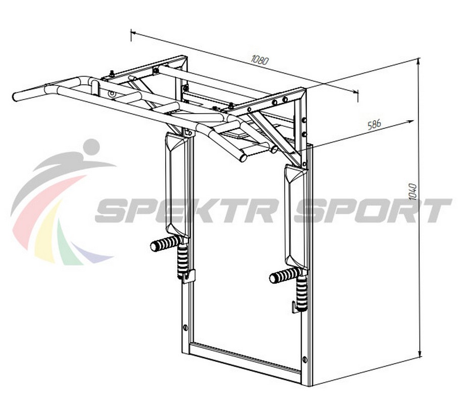 Турник-брусья-пресс на раме разборный с доп. хватами Spektr Sport Прометей, белый 917_800