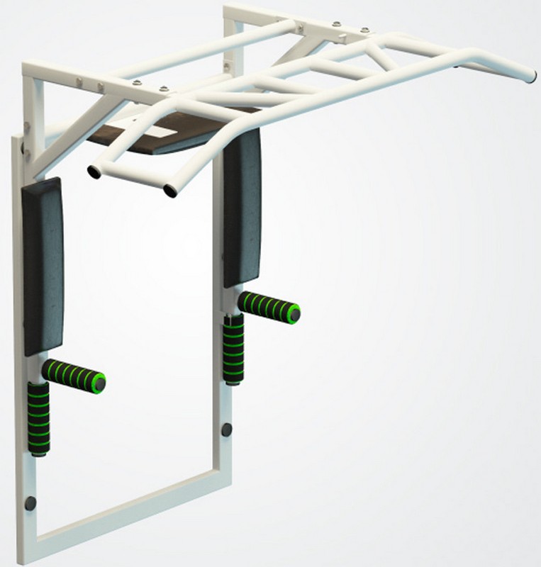 Турник-брусья-пресс на раме разборный с доп. хватами Spektr Sport Прометей, белый 763_800