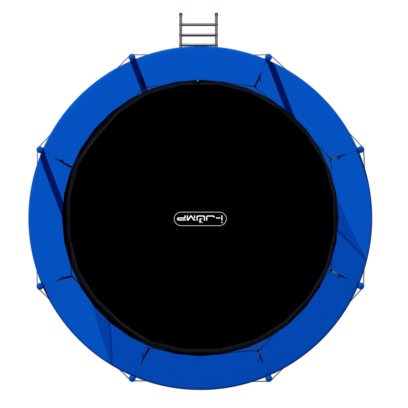 Батут i-Jump Classic 14FT 427 см с нижней сетью и лестницей синий 800_800