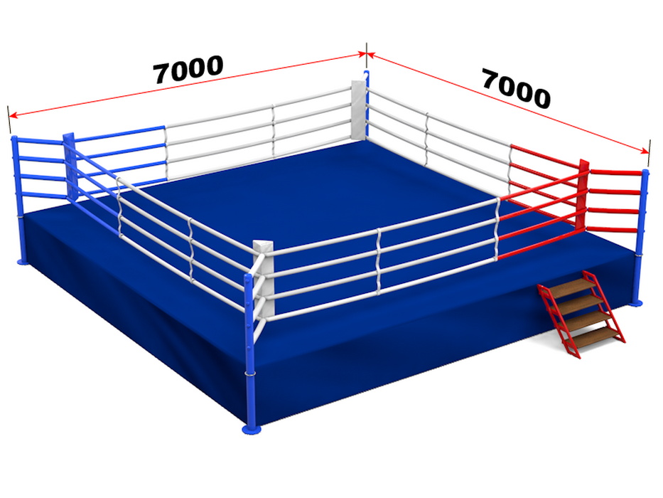 Ринг боксерский на подиуме Glav размер 5х5х1 м, боевая зона 4х4 м 5.300-2 933_700