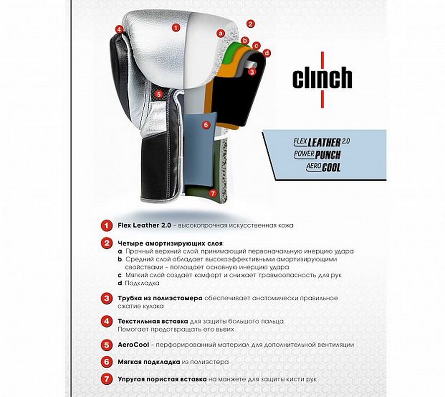 Перчатки боксерские Clinch Punch 2.0 C141 серебристо-черный 898_800