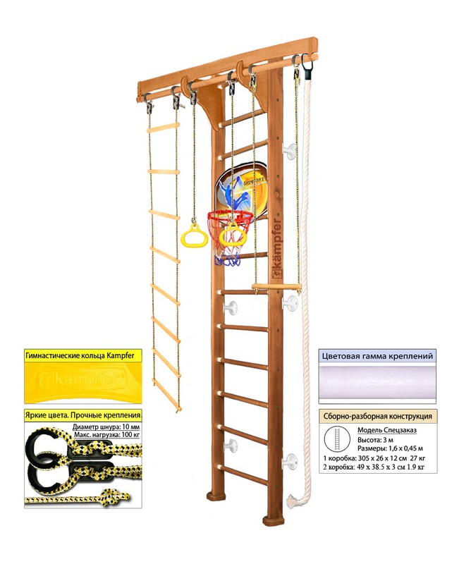 Шведская стенка Kampfer Wooden Ladder Wall Basketball Shield 651_800