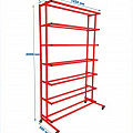 Стеллаж на колесиках для 25 мячей односторонний разборный (цвет красный) Dinamika 120_120